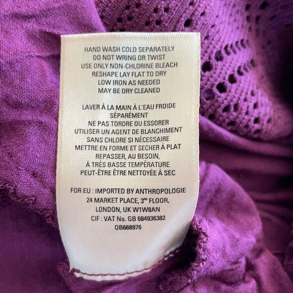 Anthropologie Maeve Leila Purple Crochet Mini Dress. Size XS. - Picture 11 of 11